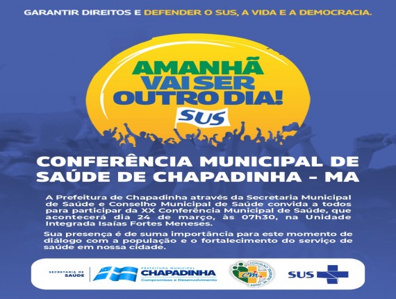 A Prefeitura de Chapadinha e o Conselho Municipal de Saúde realizará…