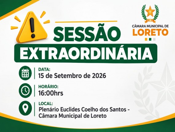 Convite da Sessão Extraordinária 2026.