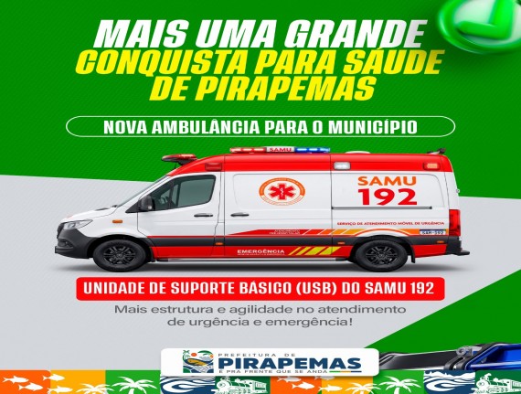 Nova ambulância reforçará os serviços de emergência em Pirapemas