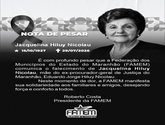 NOTA DE PESAR - Jacquelina Hiluy Nicolau