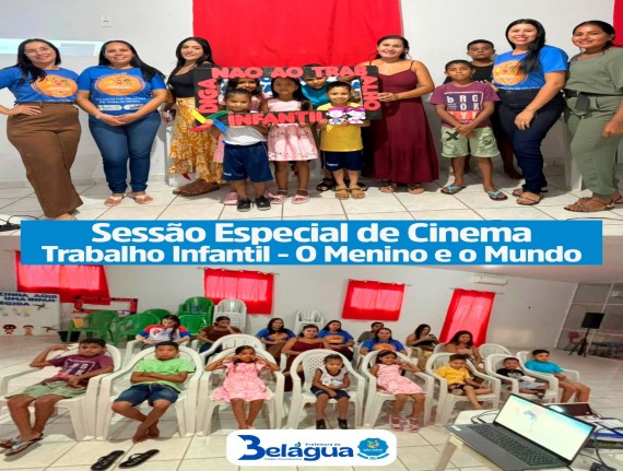 Belágua realiza sessão de cinema com o SCFV e reforça ações de combate ao trabalho infantil