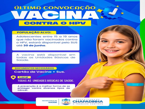 Jovens de Chapadinha podem se vacinar contra o HPV gratuitamente até 30 de junho
