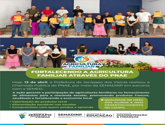 Jenipapo dos Vieiras fortalece a Agricultura Familiar através do PNAE