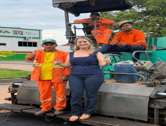 Prefeita Suane Dias avança com pavimentação asfáltica no município de Gonçalves Dias em parceria com o Governo do Estado