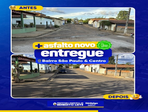 Benedito Leite conclui recapeamento de ruas no Centro e no Bairro São Paulo